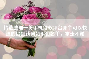 精选整理一份手机借款平台哪个可以快速的借到钱网贷平台名单，拿走不谢
