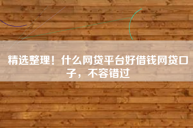 精选整理！什么网贷平台好借钱网贷口子，不容错过