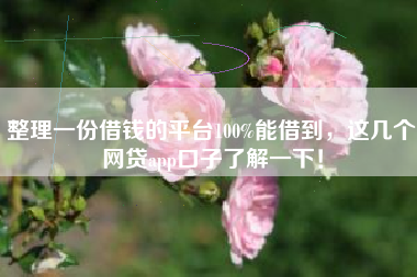 整理一份借钱的平台100%能借到，这几个网贷app口子了解一下！