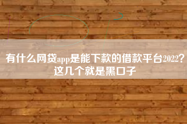 有什么网贷app是能下款的借款平台2022？这几个就是黑口子