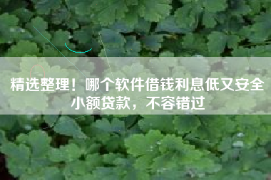 精选整理！哪个软件借钱利息低又安全小额贷款，不容错过