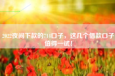 2022夜间下款的714口子，这几个借款口子值得一试！