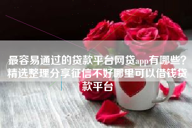 最容易通过的贷款平台网贷app有哪些？精选整理分享征信不好哪里可以借钱贷款平台