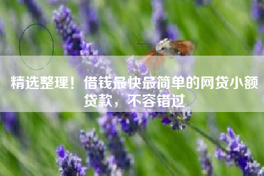 精选整理！借钱最快最简单的网贷小额贷款，不容错过