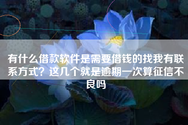有什么借款软件是需要借钱的找我有联系方式？这几个就是逾期一次算征信不良吗