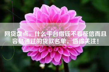 网贷盘点，什么平台借钱不看征信而且容易通过的贷款名单，值得关注！
