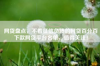 网贷盘点，不看征信负债的网贷百分百下款网贷平台名单，值得关注！