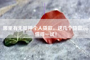 哪里有无抵押个人贷款，这几个贷款app值得一试！