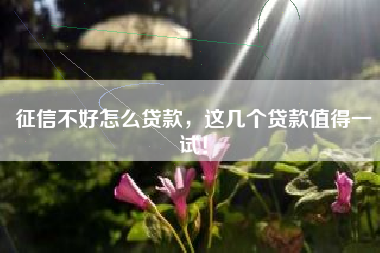 征信不好怎么贷款，这几个贷款值得一试！