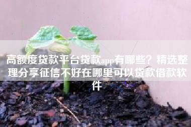 高额度贷款平台贷款app有哪些？精选整理分享征信不好在哪里可以贷款借款软件