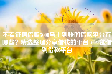 不看征信借款5000马上到账的借款平台有哪些？精选整理分享借钱的平台100%能借到借款平台