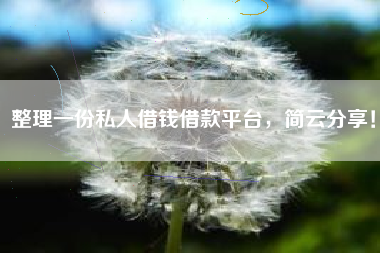 整理一份私人借钱借款平台，简云分享！