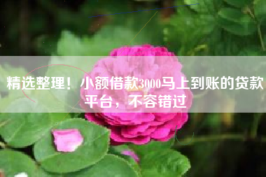 精选整理！小额借款3000马上到账的贷款平台，不容错过