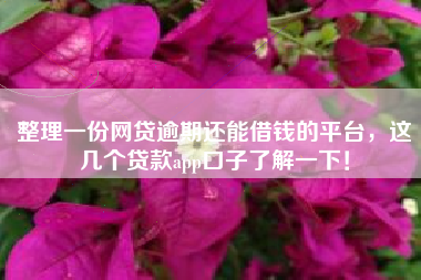 整理一份网贷逾期还能借钱的平台，这几个贷款app口子了解一下！