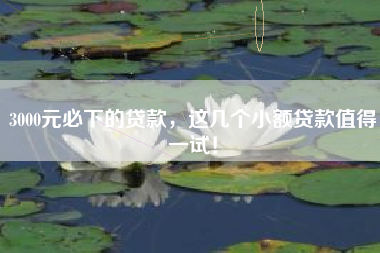 3000元必下的贷款，这几个小额贷款值得一试！