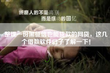 整理一份黑征信也能贷款的网贷，这几个借款软件口子了解一下！