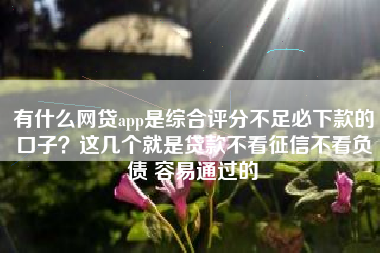 有什么网贷app是综合评分不足必下款的口子？这几个就是贷款不看征信不看负债 容易通过的