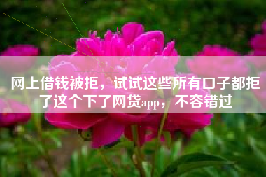 网上借钱被拒，试试这些所有口子都拒了这个下了网贷app，不容错过