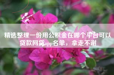 精选整理一份用公积金在哪个平台可以贷款网贷app名单，拿走不谢