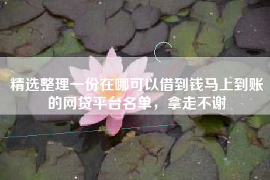精选整理一份在哪可以借到钱马上到账的网贷平台名单，拿走不谢