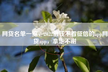 网贷名单一览，2022借钱不看征信的app网贷app，拿走不谢