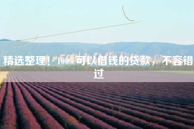 精选整理！100%可以借钱的贷款，不容错过