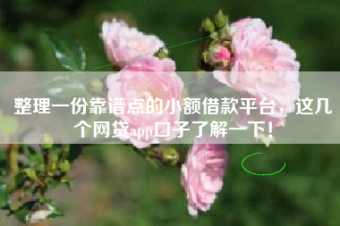 整理一份靠谱点的小额借款平台,这几个网贷app口子了解一下! 整理一份靠谱点的小额借款平台,这几个网贷app口子了解一下!