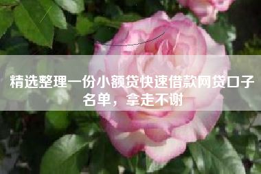 精选整理一份小额贷快速借款网贷口子名单，拿走不谢