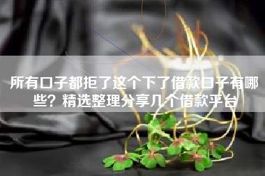 所有口子都拒了这个下了借款口子有哪些？精选整理分享几个借款平台