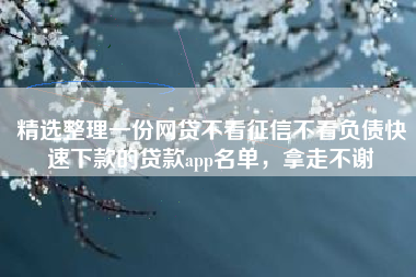 精选整理一份网贷不看征信不看负债快速下款的贷款app名单，拿走不谢