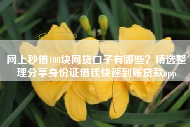 网上秒借100块网贷口子有哪些？精选整理分享身份证借钱快速到账贷款app