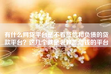 有什么网贷平台是不看征信和负债的贷款平台？这几个就是老赖能借钱的平台