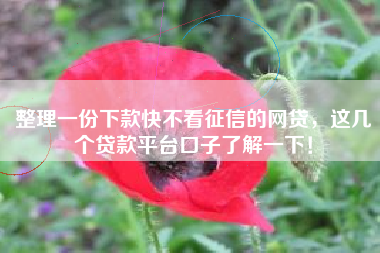 整理一份下款快不看征信的网贷，这几个贷款平台口子了解一下！