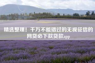 精选整理！千万不能错过的无视征信的网贷必下款贷款app