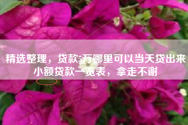 精选整理，贷款5万哪里可以当天贷出来小额贷款一览表，拿走不谢