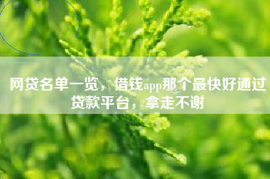 网贷名单一览，借钱app那个最快好通过贷款平台，拿走不谢