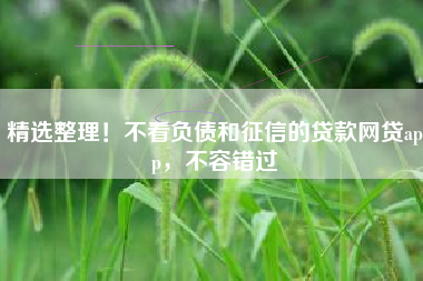 精选整理！不看负债和征信的贷款网贷app，不容错过
