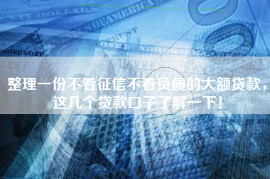 整理一份不看征信不看负债的大额贷款,这几个贷款口子了解一下! 整理一份不看征信不看负债的大额贷款,这几个贷款口子了解一下!