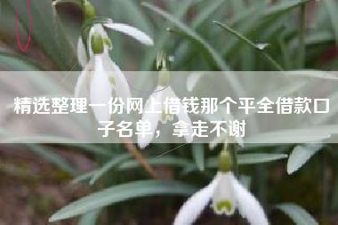 精选整理一份网上借钱那个平全借款口子名单，拿走不谢