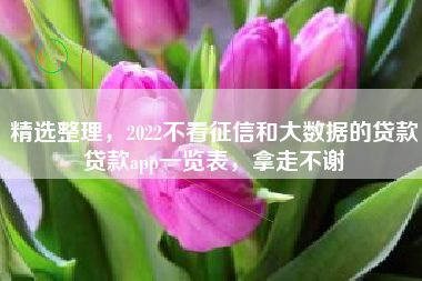 精选整理，2022不看征信和大数据的贷款贷款app一览表，拿走不谢