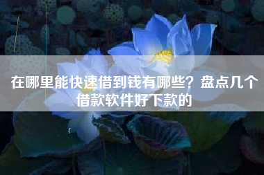 在哪里能快速借到钱有哪些？盘点几个借款软件好下款的