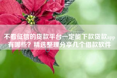 不看征信的贷款平台一定能下款贷款app有哪些？精选整理分享几个借款软件