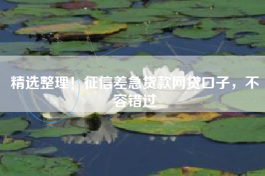 精选整理！征信差急贷款网贷口子，不容错过