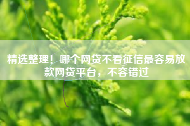 精选整理！哪个网贷不看征信最容易放款网贷平台，不容错过