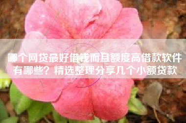哪个网贷最好借钱而且额度高借款软件有哪些？精选整理分享几个小额贷款