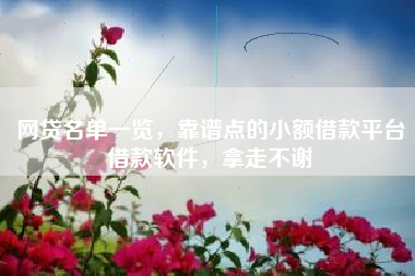 网贷名单一览，靠谱点的小额借款平台借款软件，拿走不谢