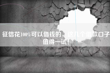 征信花100%可以借钱的，这几个借款口子值得一试！