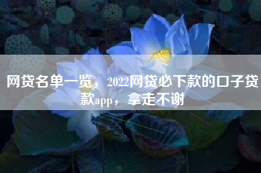 网贷名单一览，2022网贷必下款的口子贷款app，拿走不谢