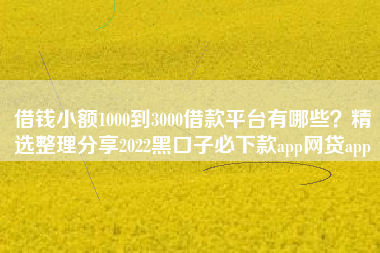 借钱小额1000到3000借款平台有哪些？精选整理分享2022黑口子必下款app网贷app