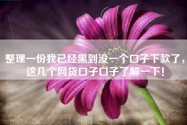 整理一份我已经黑到没一个口子下款了，这几个网贷口子口子了解一下！